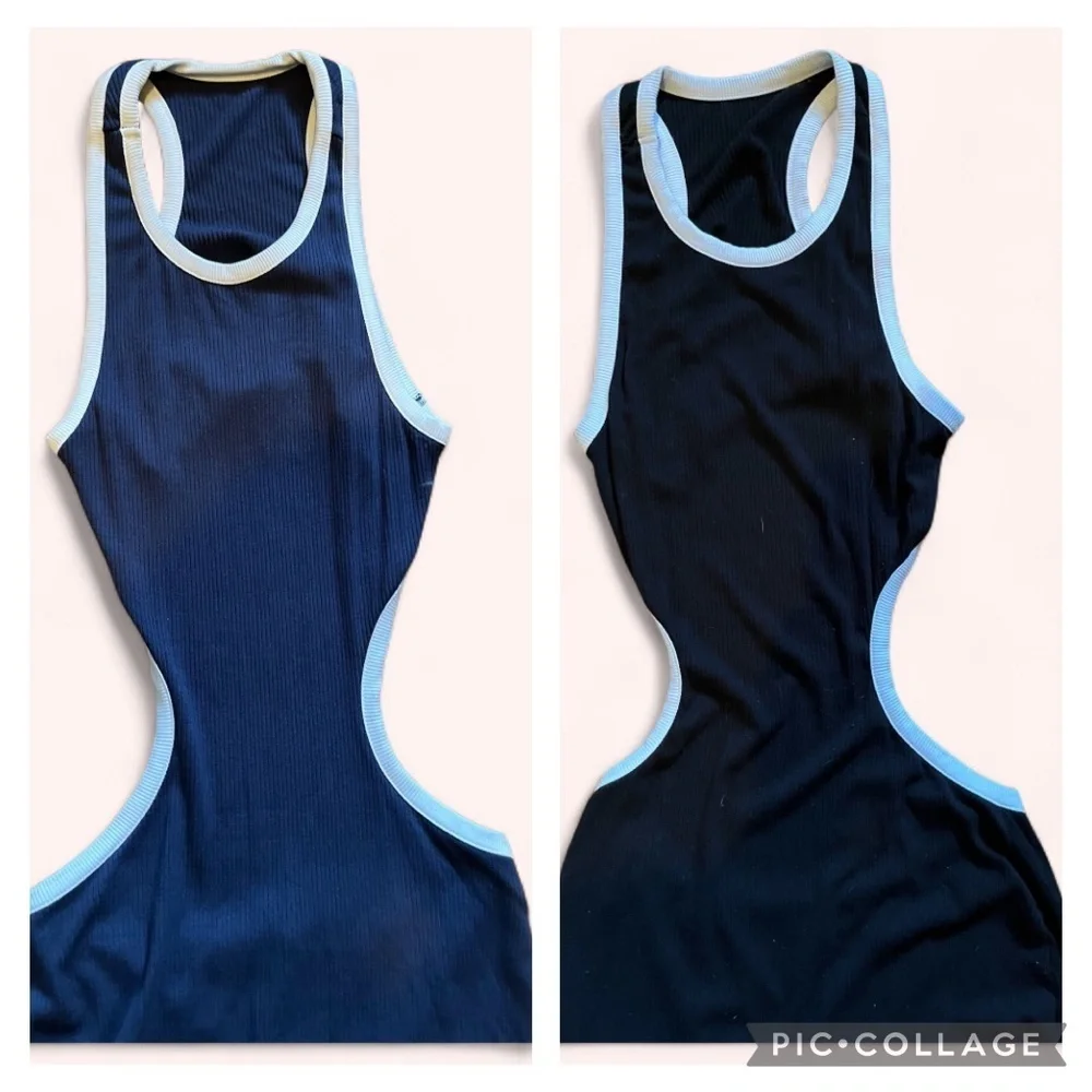 BUNDLE Black Navy Blue Cut Out Stretchy Sporty Razorback Mini Dress Size M Comfy - Picture 3 of 4